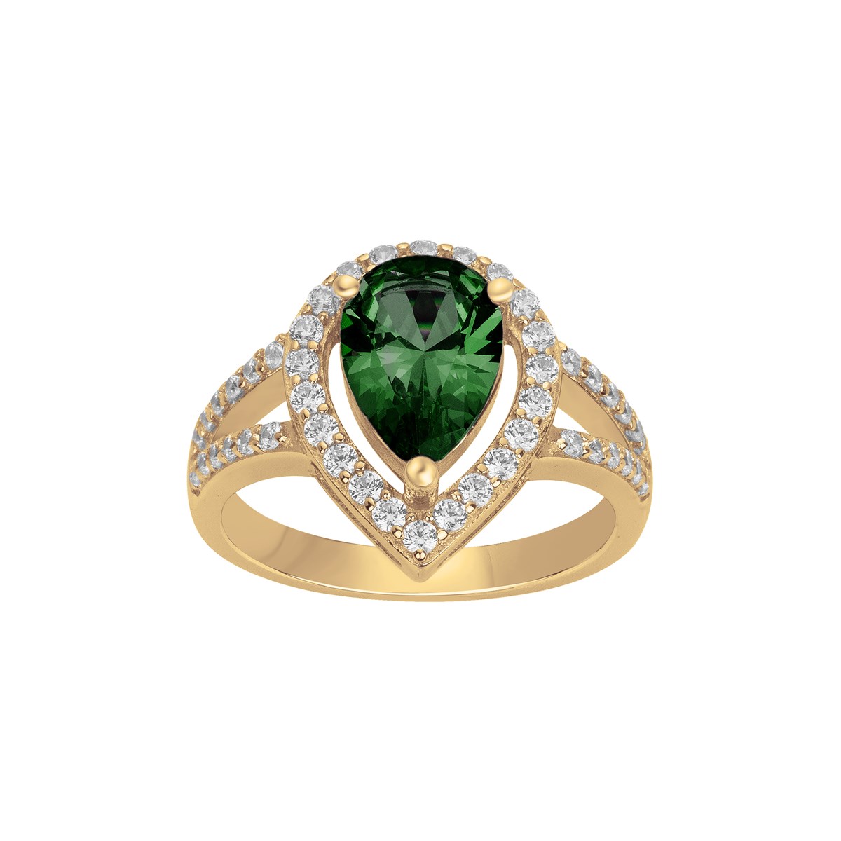 Bague Philippine en Plaqué Or avec oxyde de zirconium vert emeraude