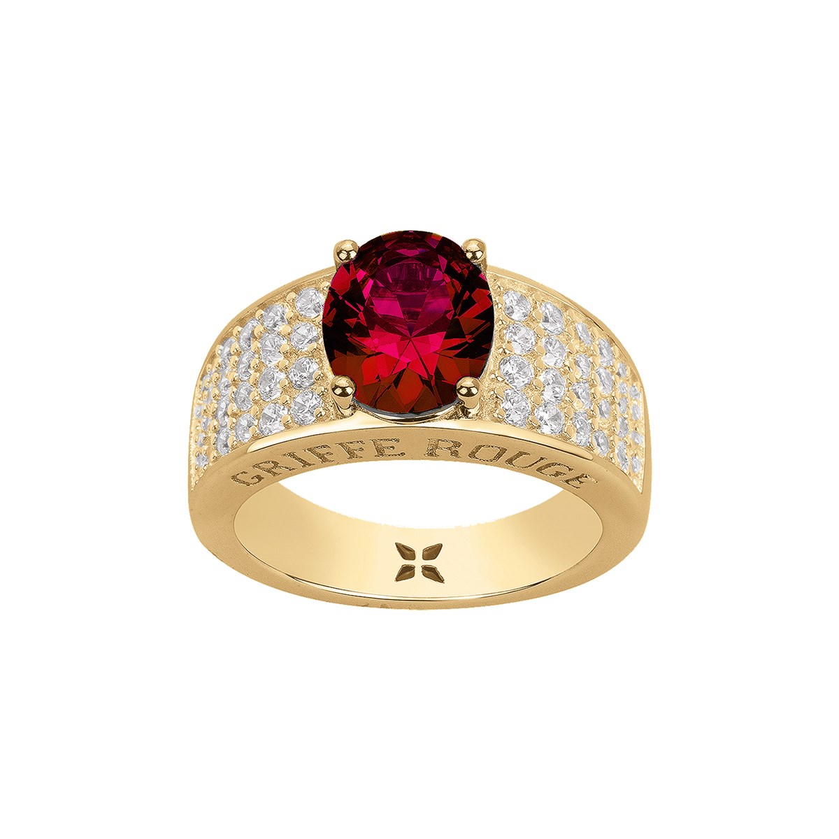 Bague Elisabeth en Plaqué Or avec oxyde de zirconium rouge rubis