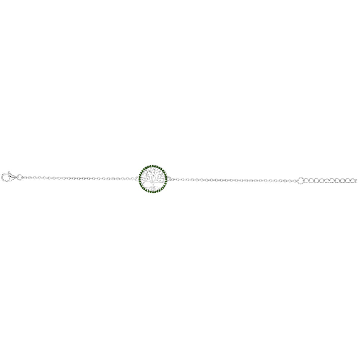 Bracelet en Argent avec oxyde de zirconium vert emeraude