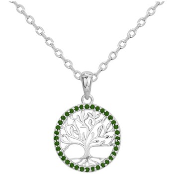 Collier en Argent avec oxyde de zirconium vert emeraude