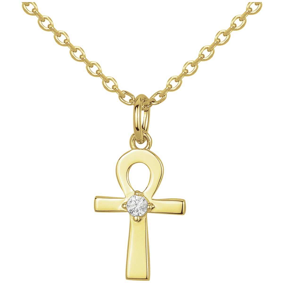 Collier en Plaqué Or avec oxyde de zirconium blanc