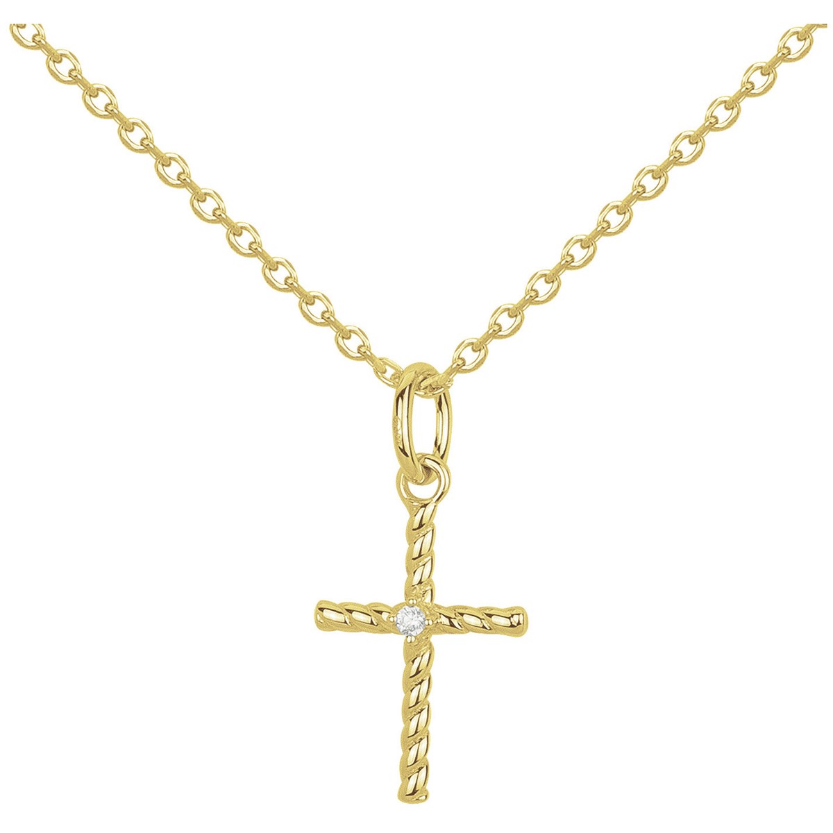 Collier en Plaqué Or avec oxyde de zirconium blanc