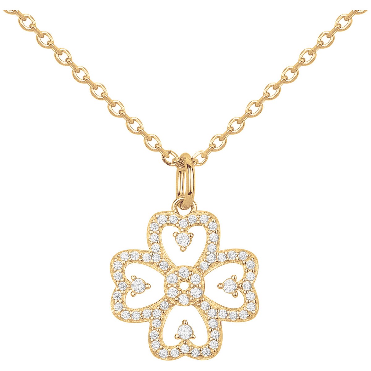 Collier en Plaqué Or avec oxyde de zirconium blanc