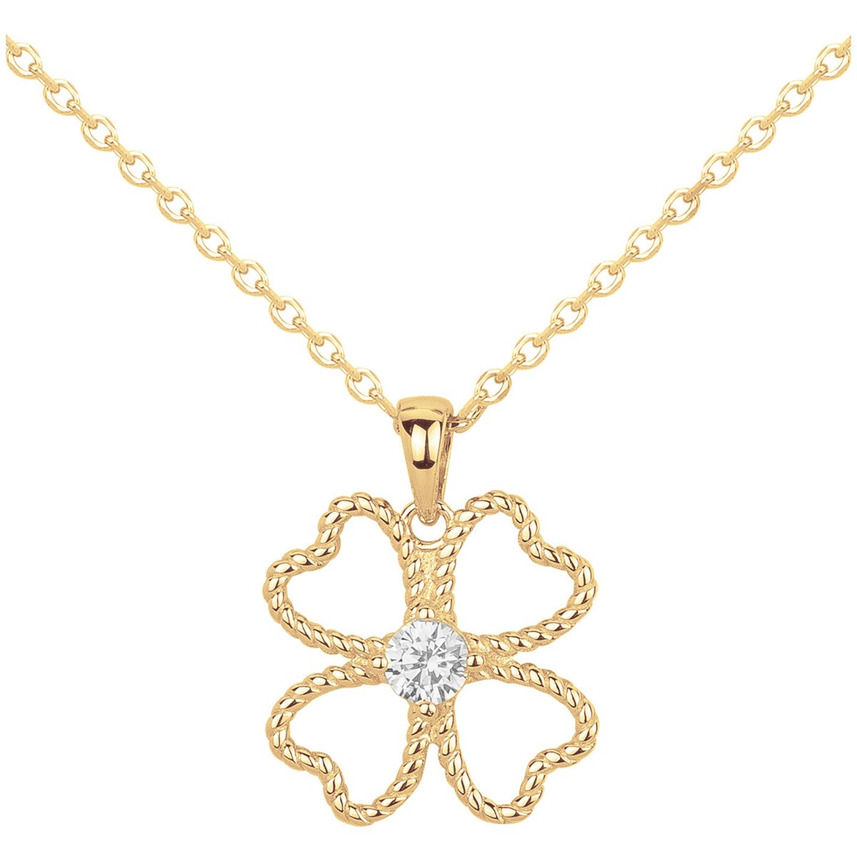 Collier en Plaqué Or avec oxyde de zirconium blanc