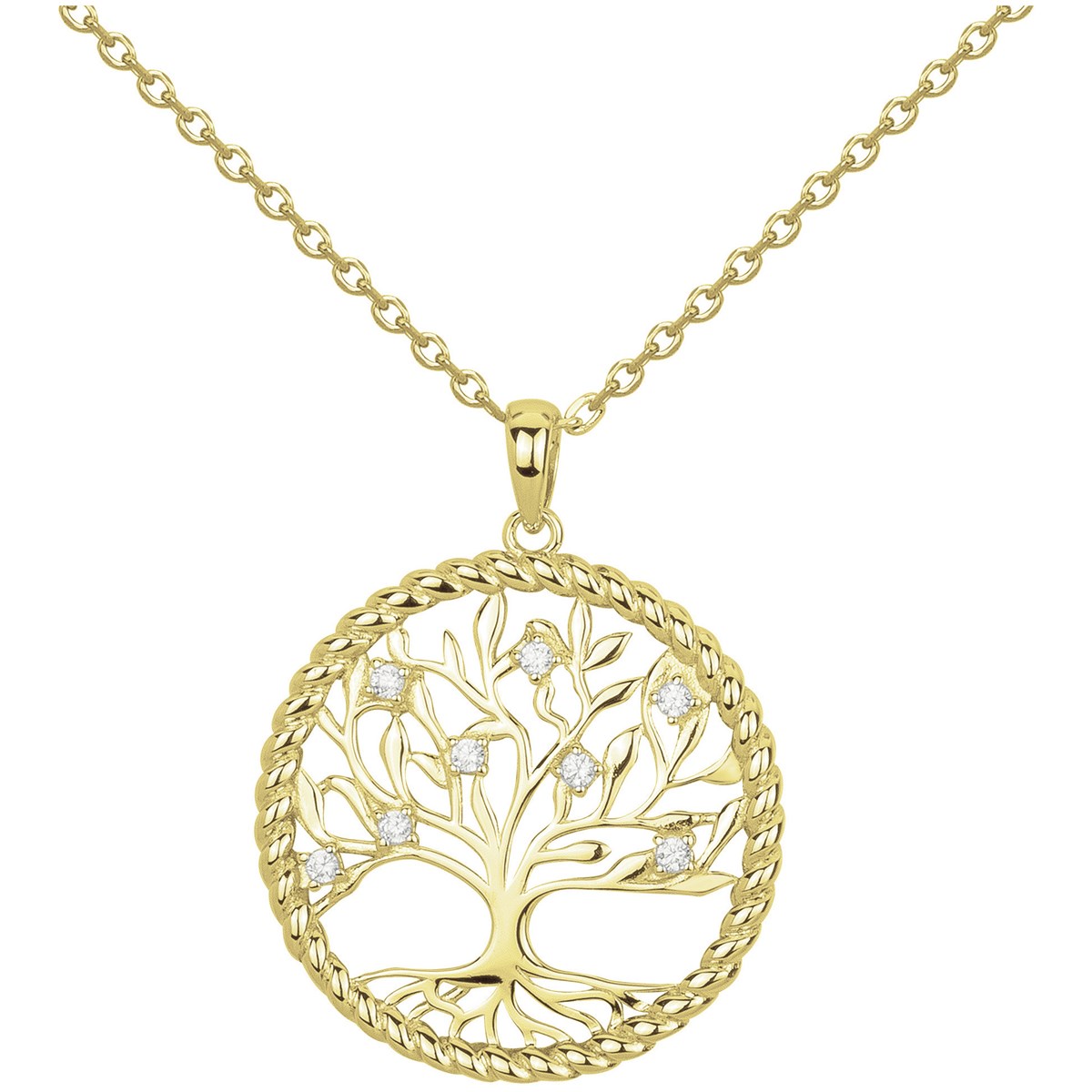 Collier en Plaqué Or avec oxyde de zirconium blanc