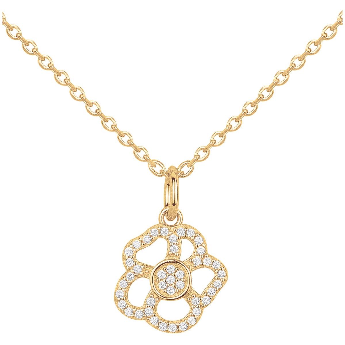Collier en Plaqué Or avec oxyde de zirconium blanc