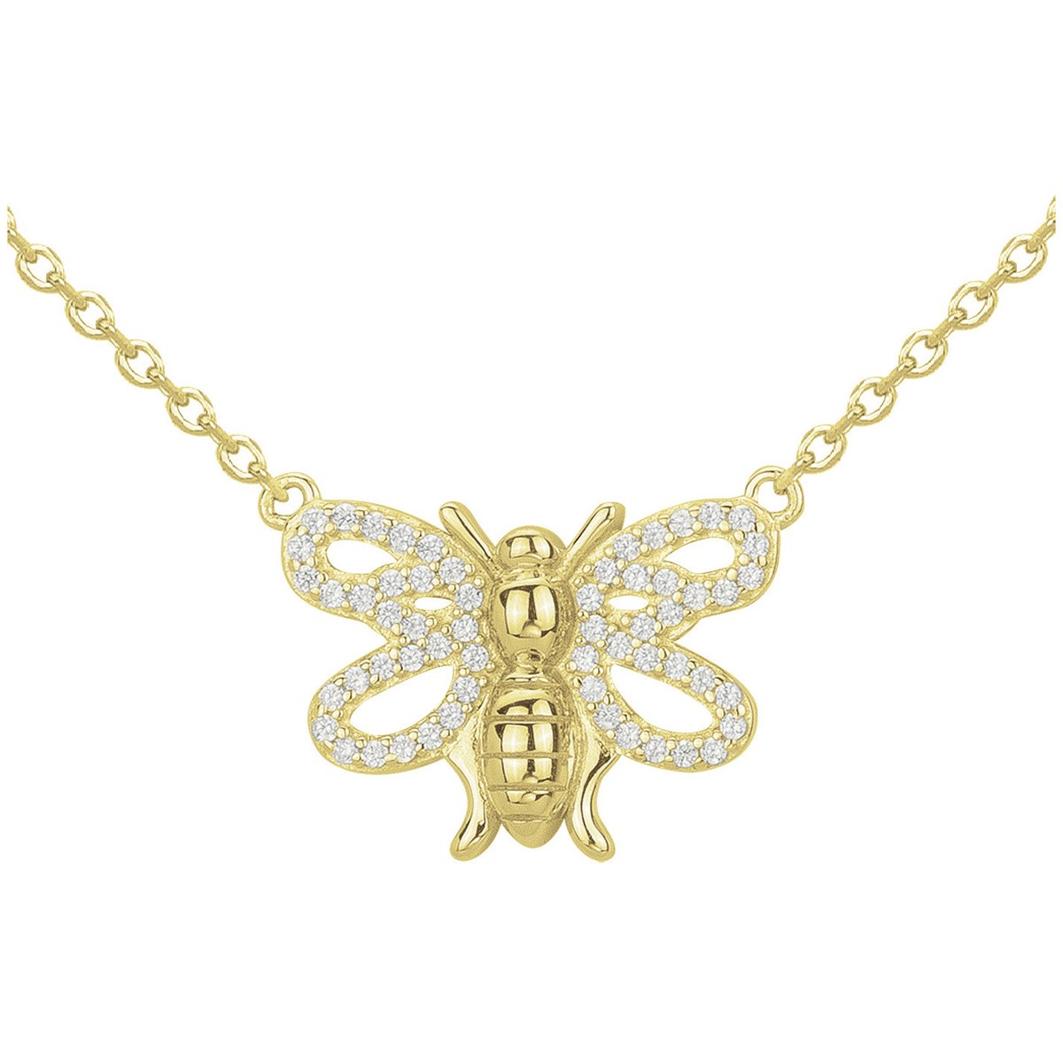 Collier en Plaqué Or avec oxyde de zirconium blanc