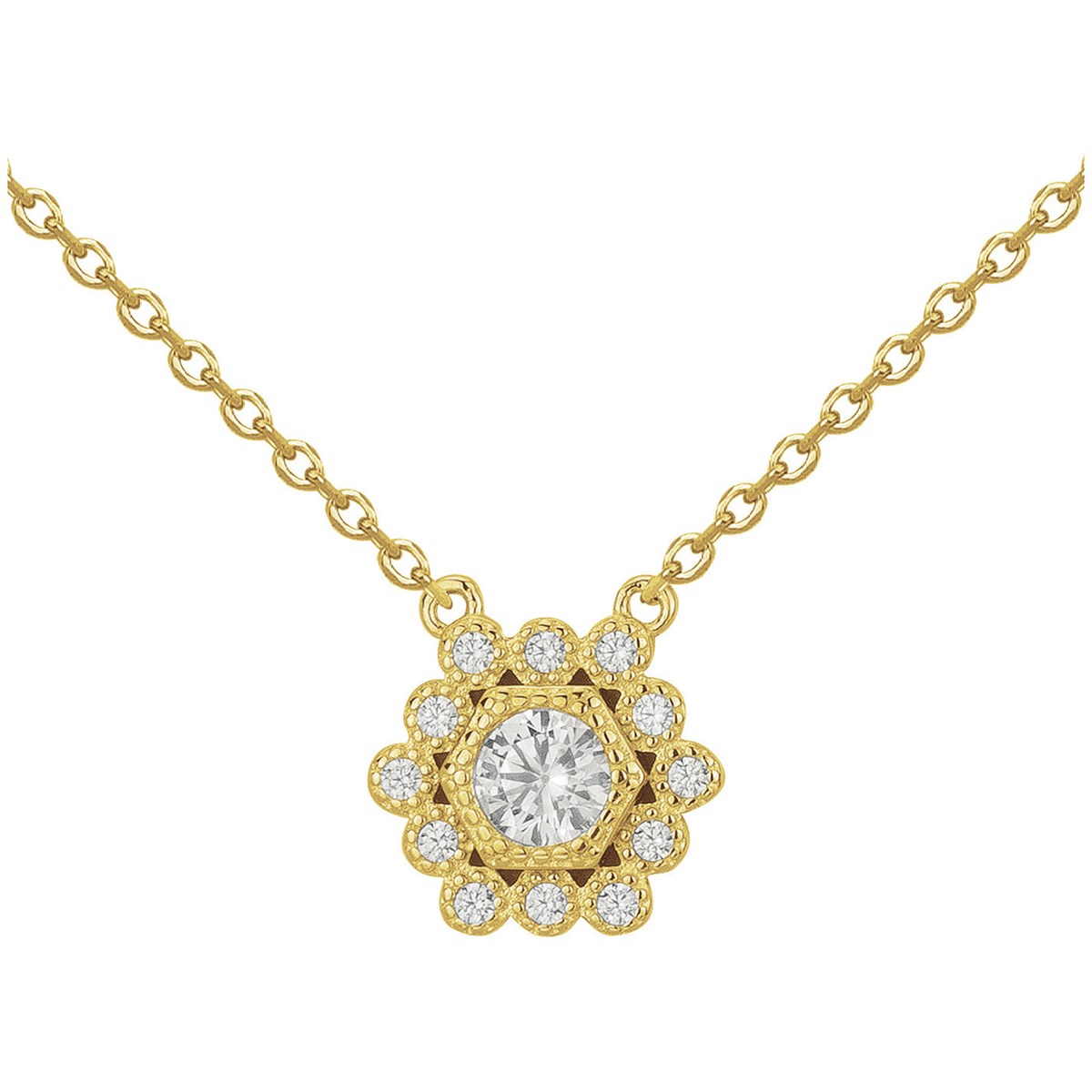 Collier en Plaqué Or avec oxyde de zirconium blanc