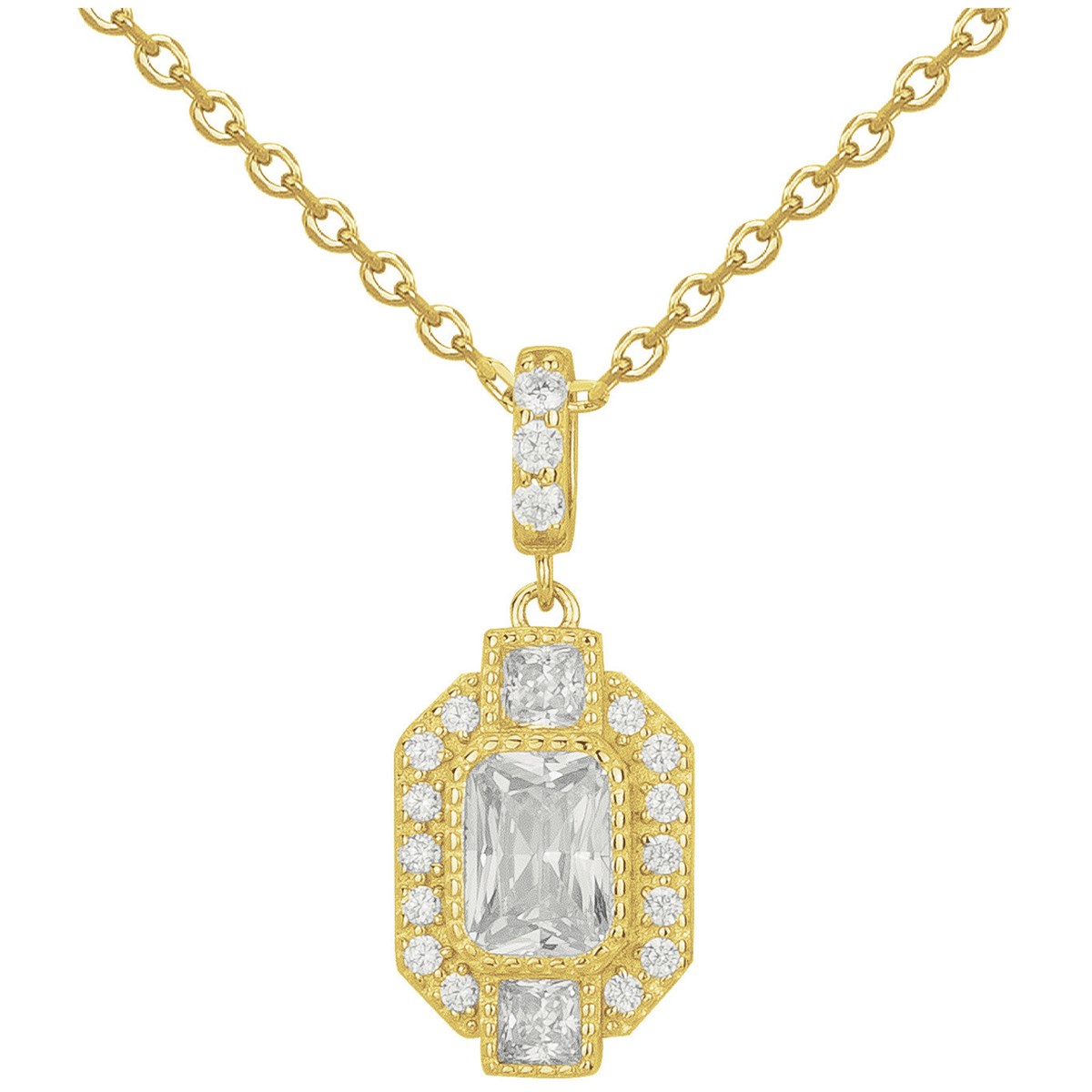 Collier en Plaqué Or avec oxyde de zirconium blanc