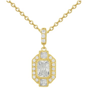 Collier en Plaqué Or avec oxyde de zirconium blanc