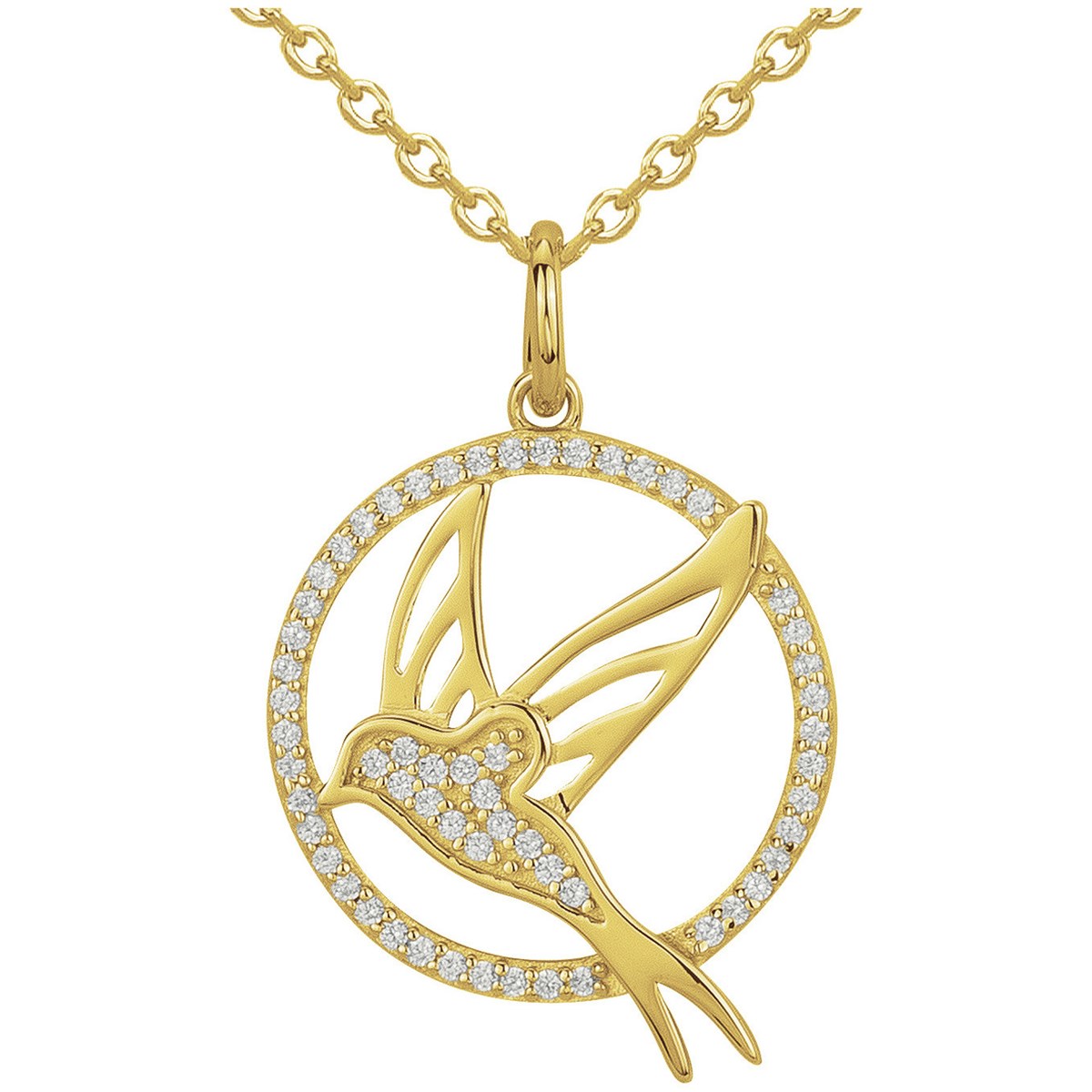 Collier en Plaqué Or avec oxyde de zirconium blanc