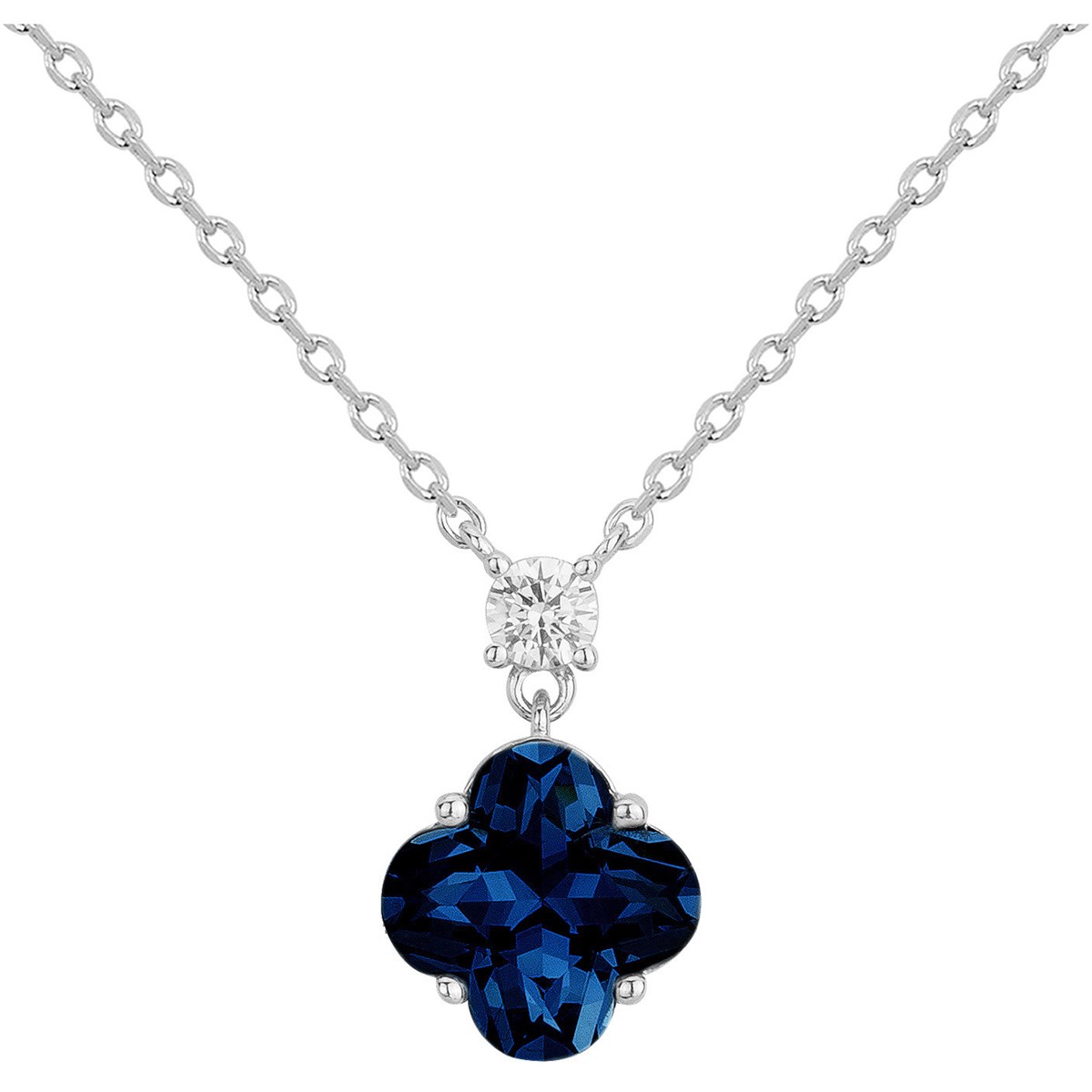 Collier Thérèse en Argent avec oxyde de zirconium bleu saphir