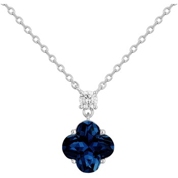 Collier Thérèse en Argent avec oxyde de zirconium bleu saphir