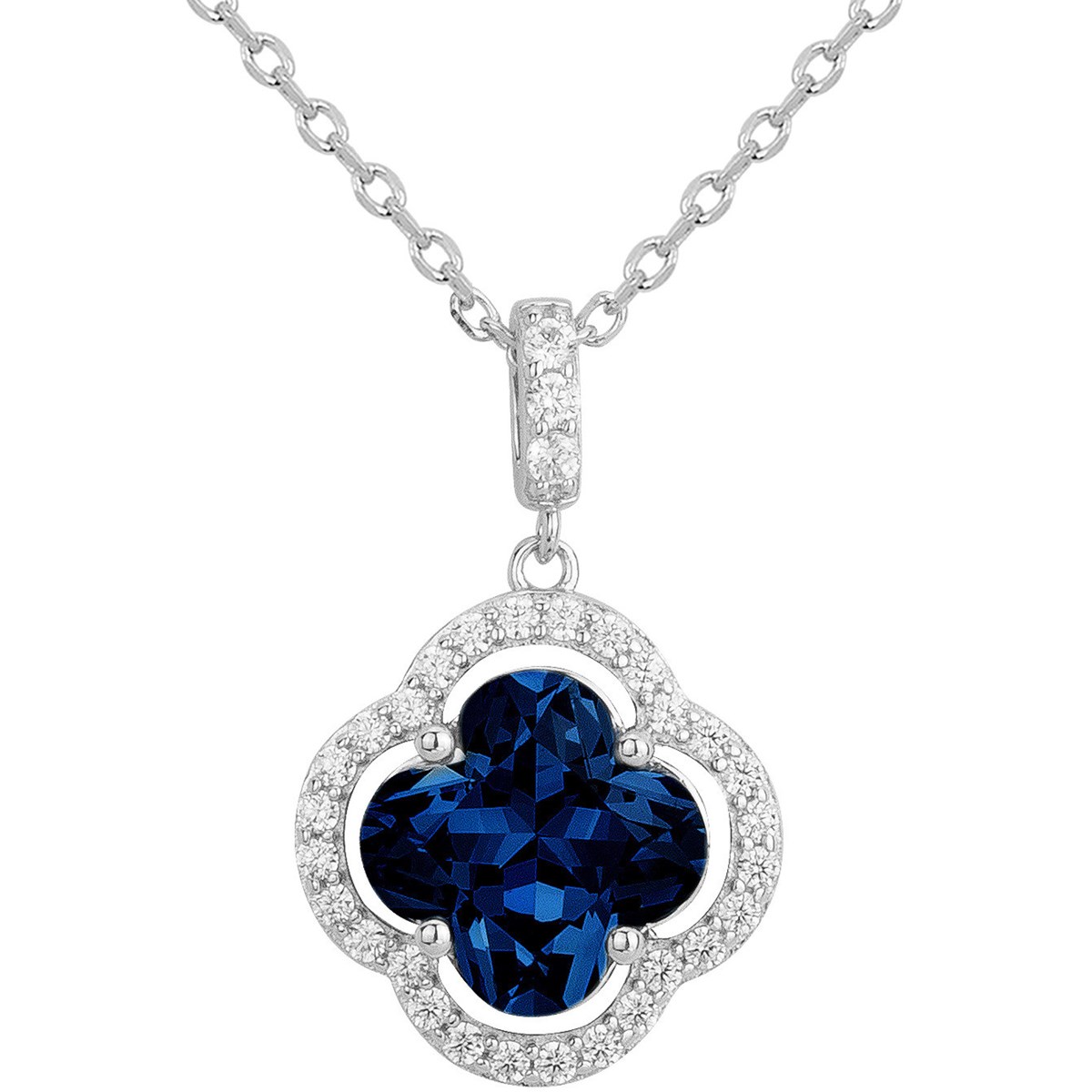 Collier Thérèse en Argent avec oxyde de zirconium bleu saphir