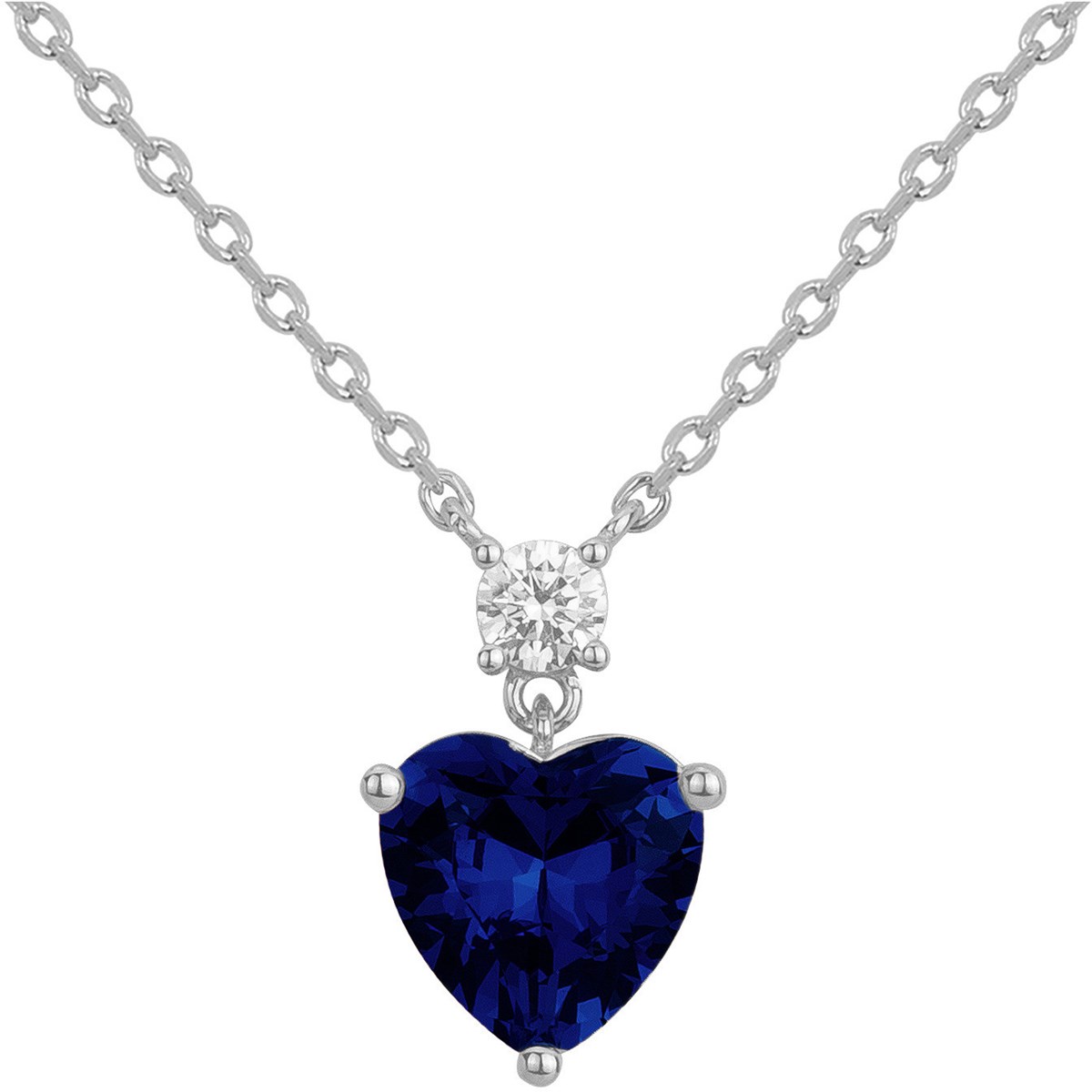 Collier Caroline en Argent avec oxyde de zirconium bleu saphir