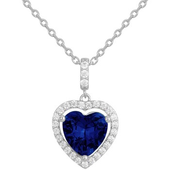 Collier Caroline en Argent avec oxyde de zirconium bleu saphir