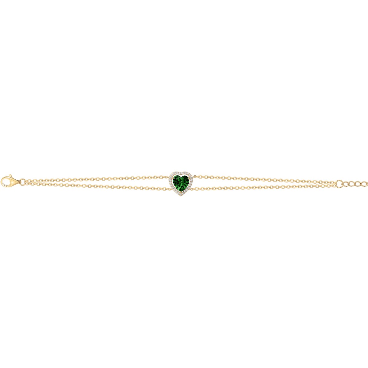 Bracelet Caroline en Plaqué Or avec oxyde de zirconium vert emeraude