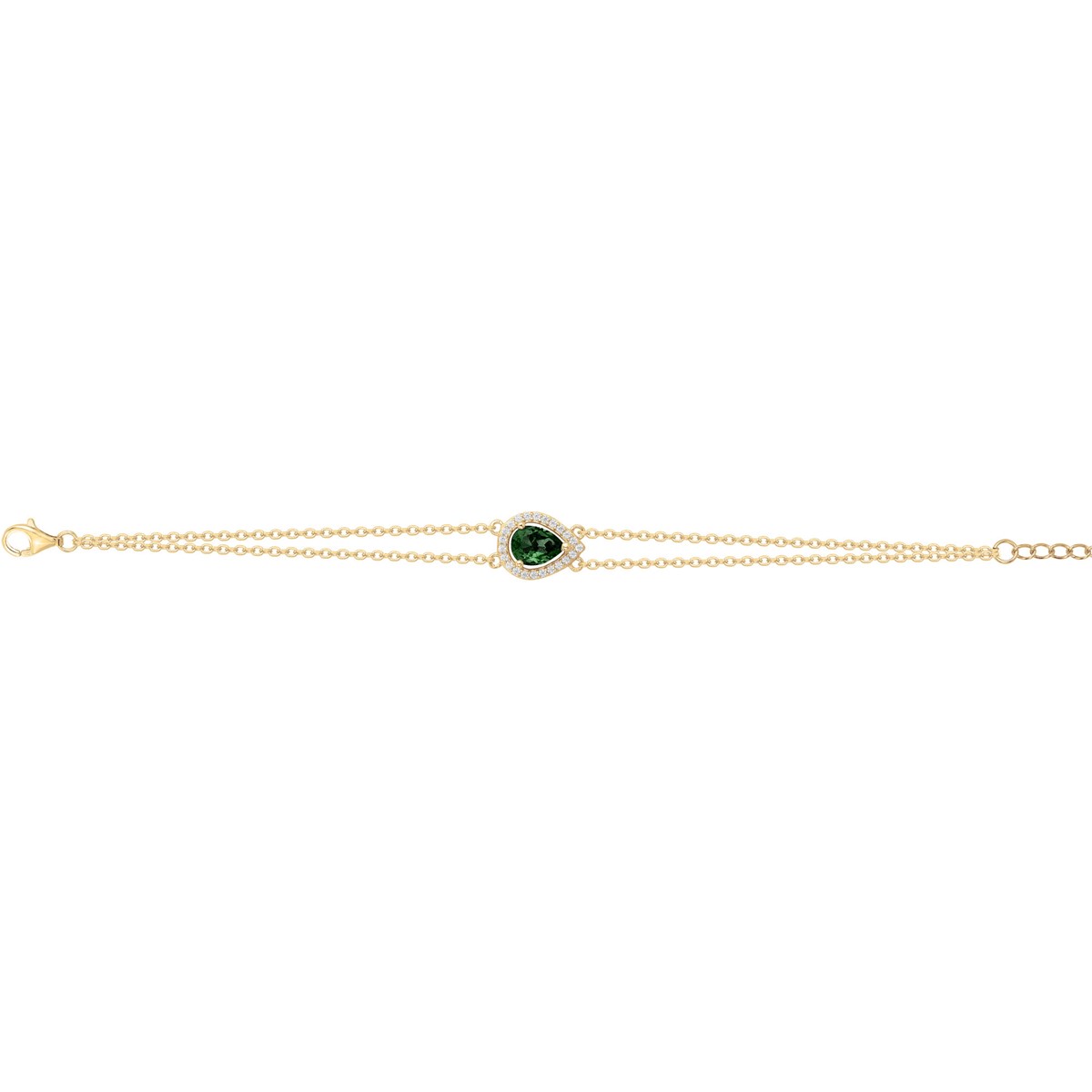 Bracelet Philippine en Plaqué Or avec oxyde de zirconium vert emeraude