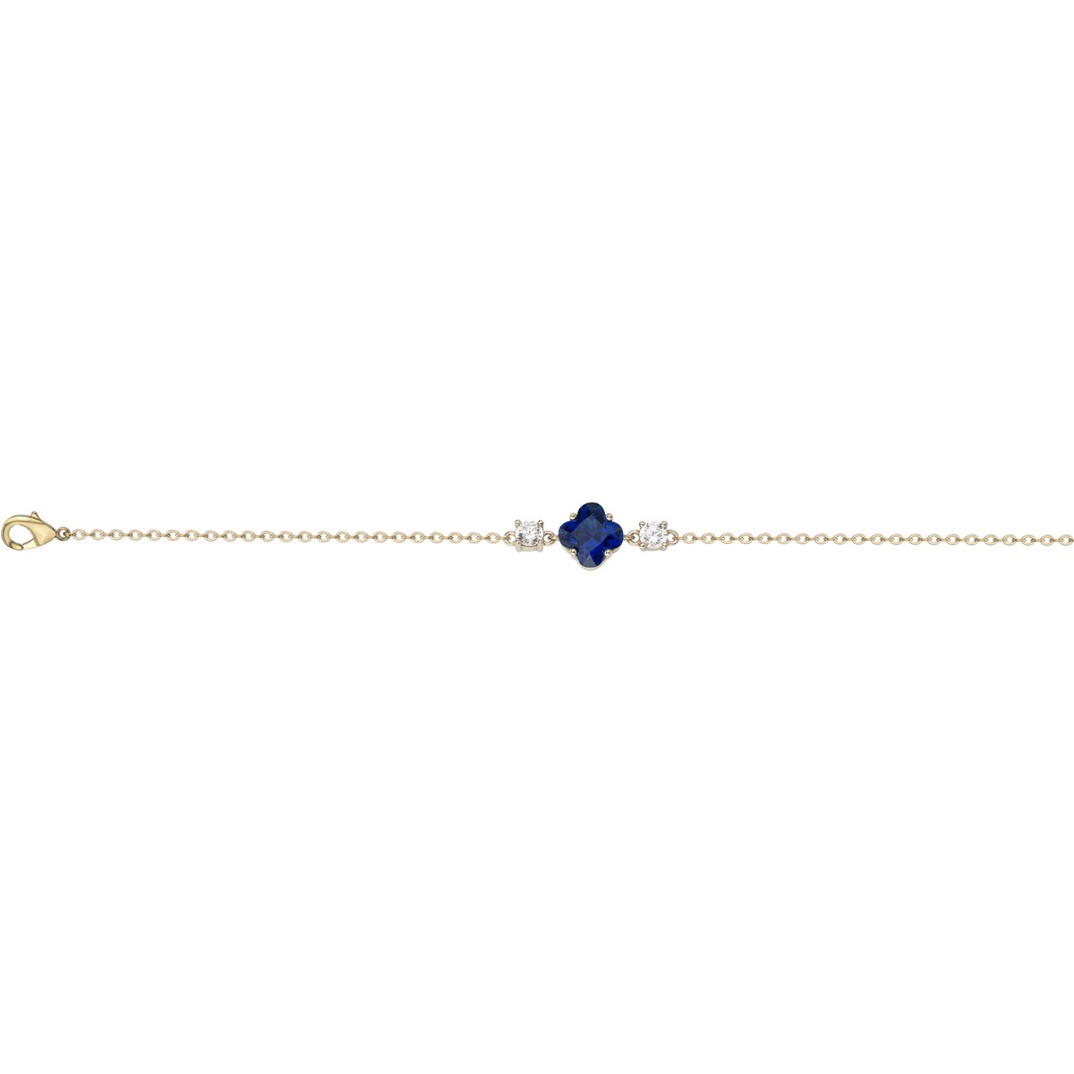 Bracelet Thérèse en Plaqué Or avec oxyde de zirconium bleu saphir