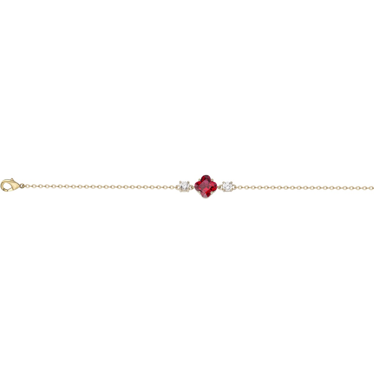 Bracelet Thérèse en Plaqué Or avec oxyde de zirconium rouge rubis