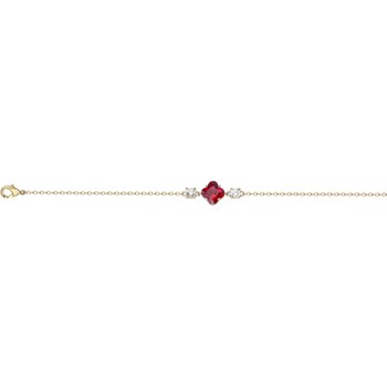 Bracelet Thérèse en Plaqué Or avec oxyde de zirconium rouge rubis