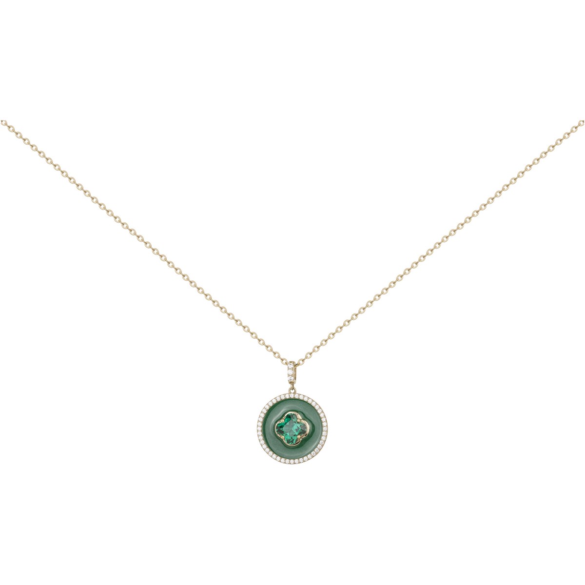Collier Anne en Plaqué Or avec oxyde de zirconium vert emeraude