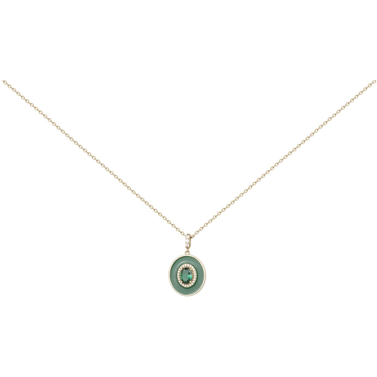 Collier Anne en Plaqué Or avec oxyde de zirconium vert emeraude