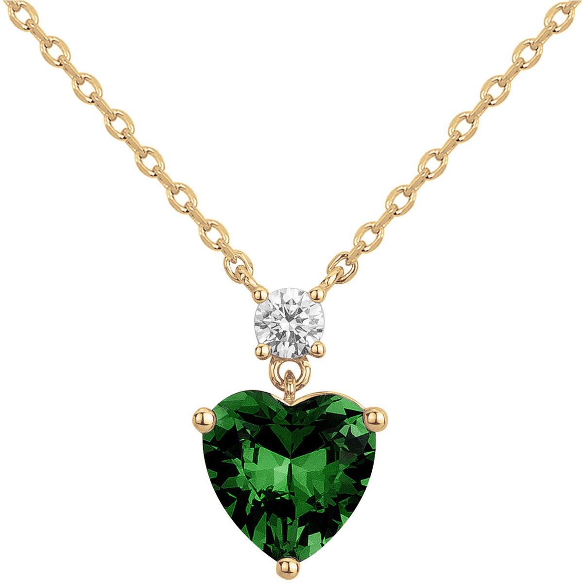Collier Caroline en Plaqué Or avec oxyde de zirconium vert emeraude