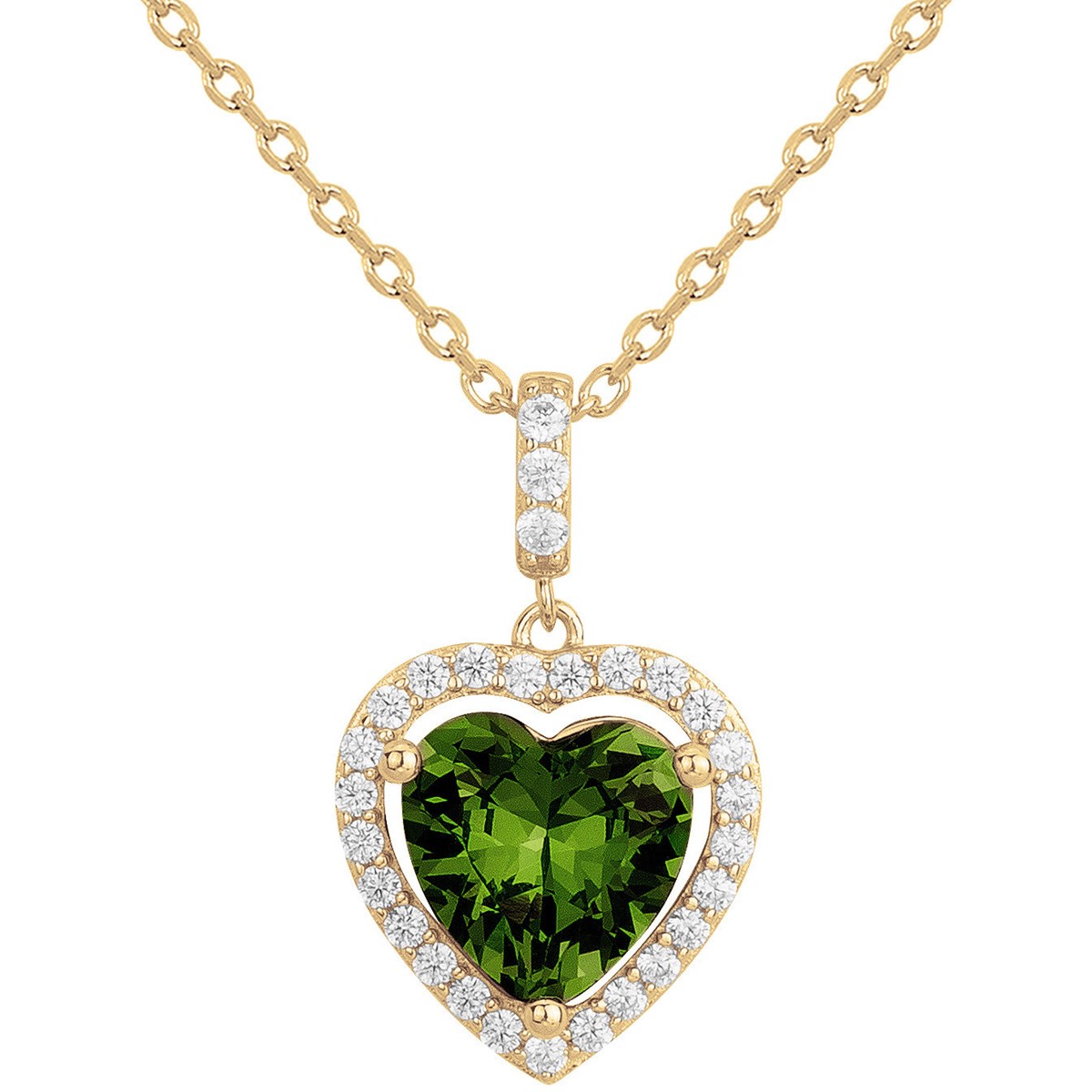 Collier Caroline en Plaqué Or avec oxyde de zirconium vert emeraude