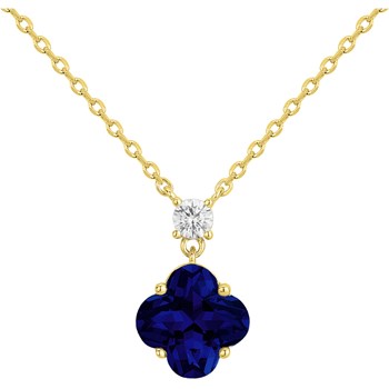Collier Thérèse en Plaqué Or avec oxyde de zirconium bleu saphir