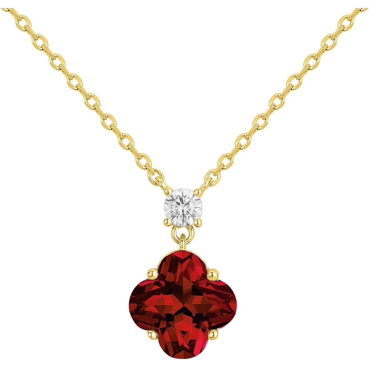 Collier Thérèse en Plaqué Or avec oxyde de zirconium rouge rubis