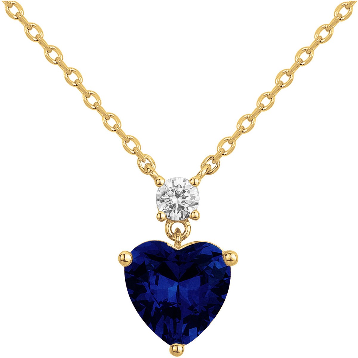 Collier Caroline en Plaqué Or avec oxyde de zirconium bleu saphir