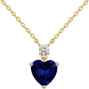 Collier Caroline en Plaqué Or avec oxyde de zirconium bleu saphir