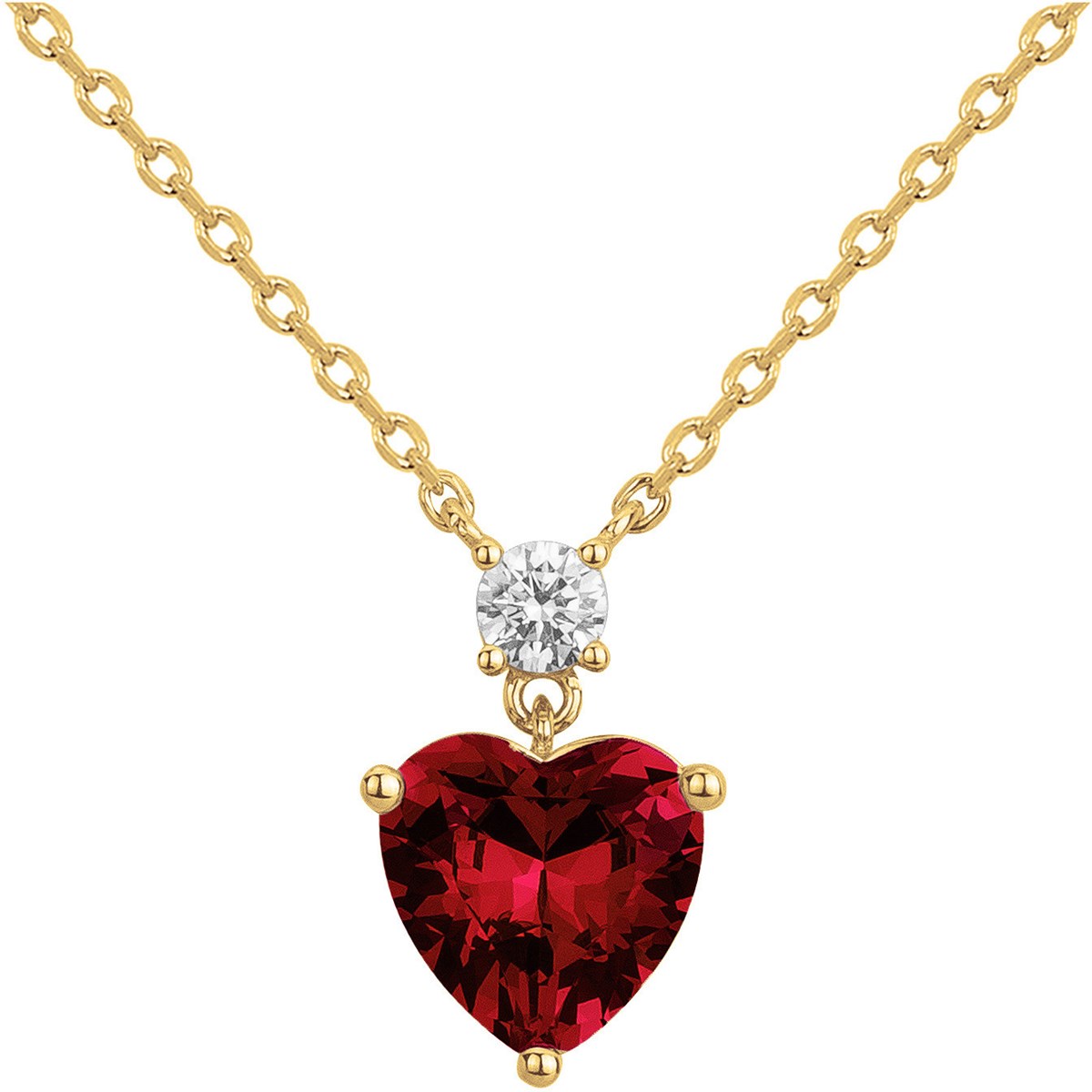 Collier Caroline en Plaqué Or avec oxyde de zirconium rouge rubis