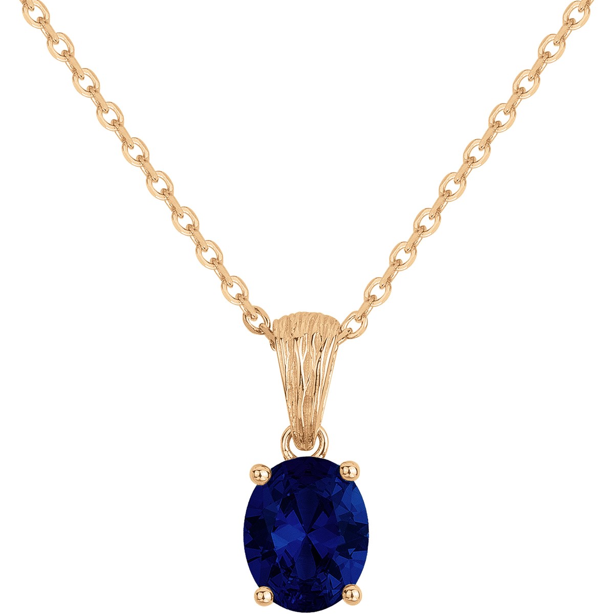 Collier Elisabeth en Plaqué Or avec oxyde de zirconium bleu saphir
