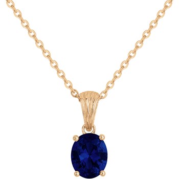 Collier Elisabeth en Plaqué Or avec oxyde de zirconium bleu saphir