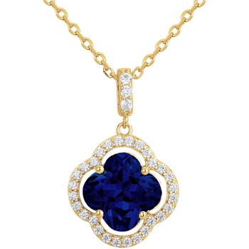 Collier Thérèse en Plaqué Or avec oxyde de zirconium bleu saphir
