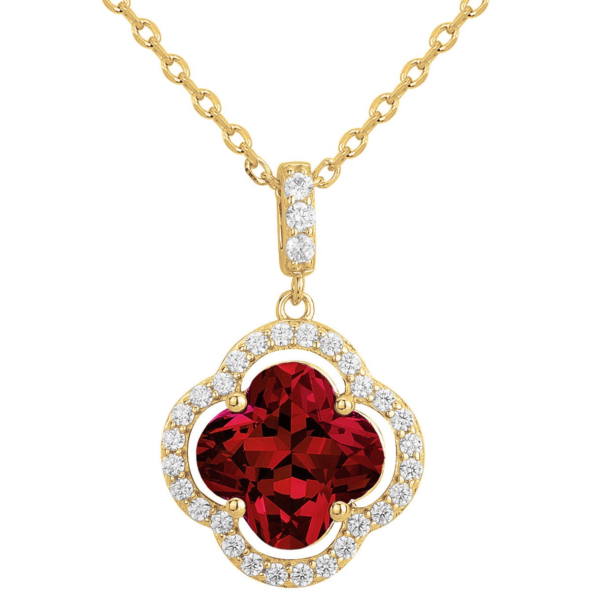 Collier Thérèse en Plaqué Or avec oxyde de zirconium rouge rubis