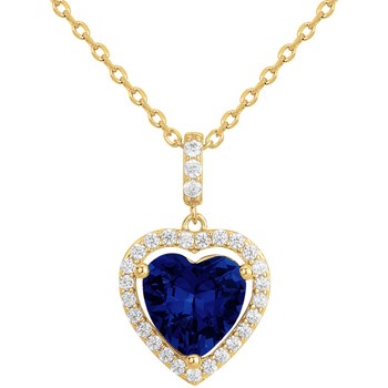 Collier Caroline en Plaqué Or avec oxyde de zirconium bleu saphir