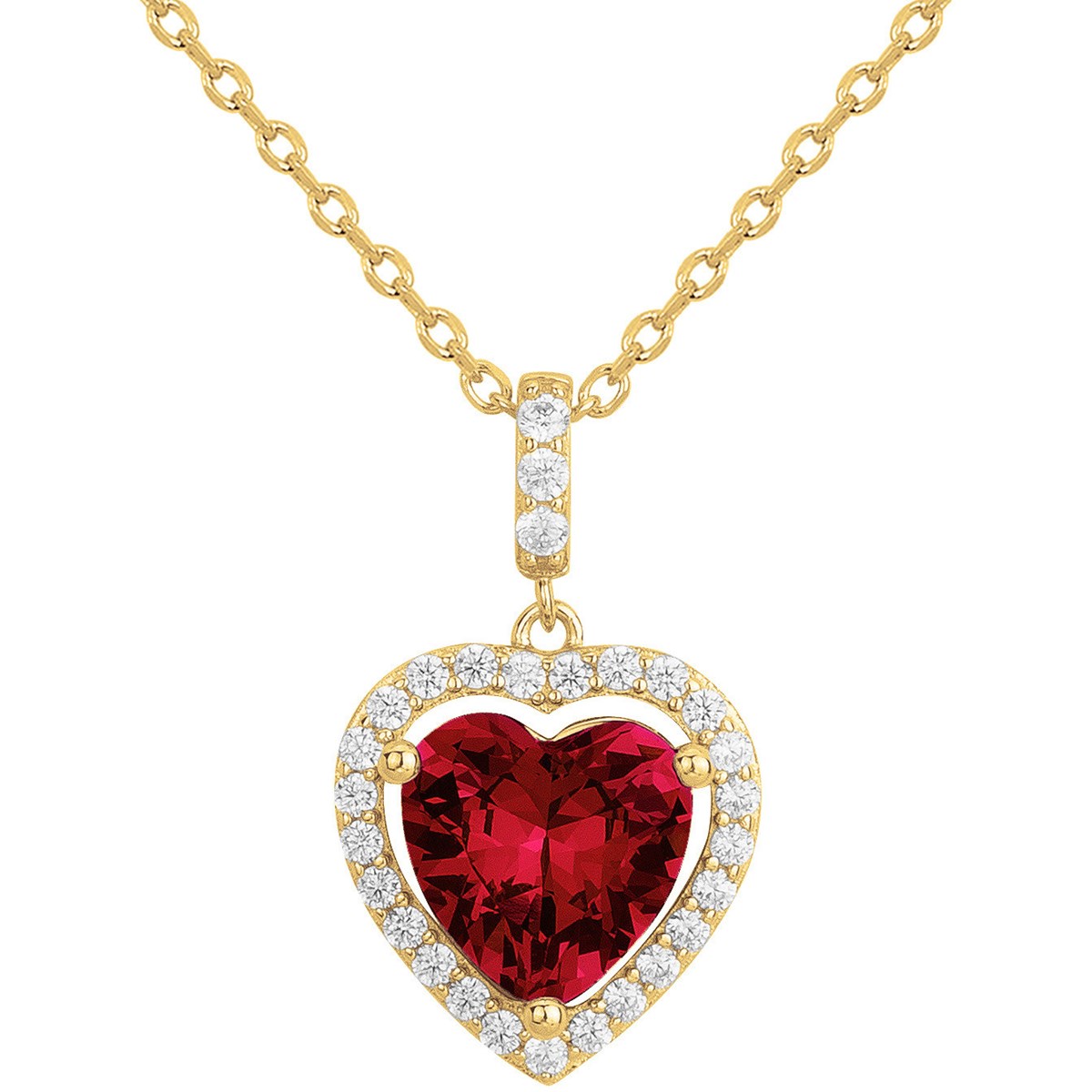 Collier Caroline en Plaqué Or avec oxyde de zirconium rouge rubis
