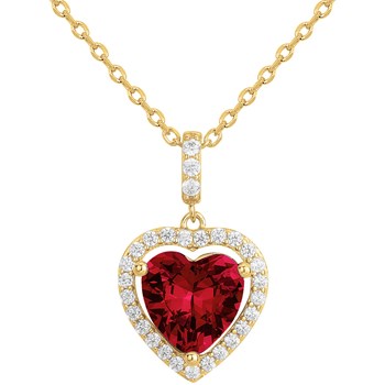 Collier Caroline en Plaqué Or avec oxyde de zirconium rouge rubis