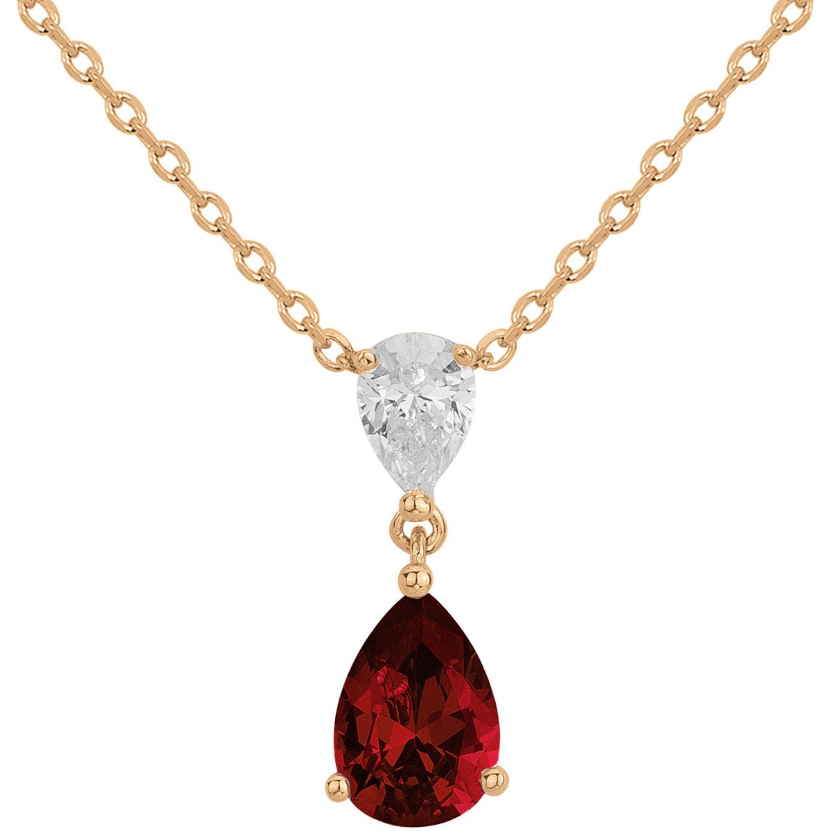 Collier Philippine en Plaqué Or avec oxyde de zirconium rouge rubis