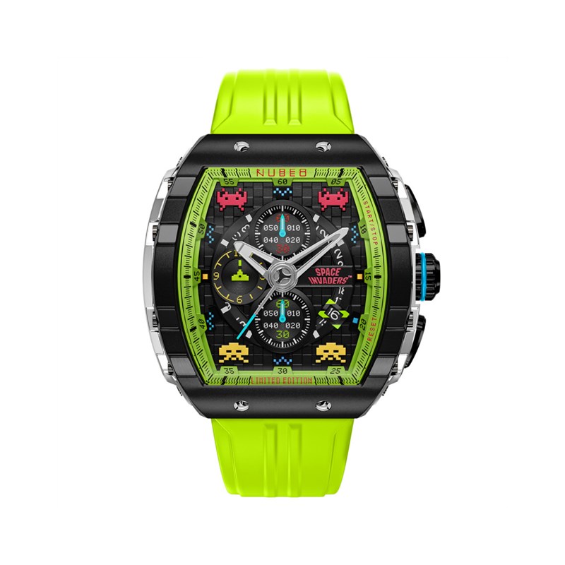 MAGELLAN CHRONOGRAPH SPACE INVADERS LIMITED EDITION - Montre homme - Mouvement japonais quartz chronograph - Bracelet vert