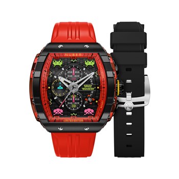 MAGELLAN CHRONOGRAPH SPACE INVADERS LIMITED EDITION - Montre homme - Mouvement japonais quartz chronograph - Bracelet rouge