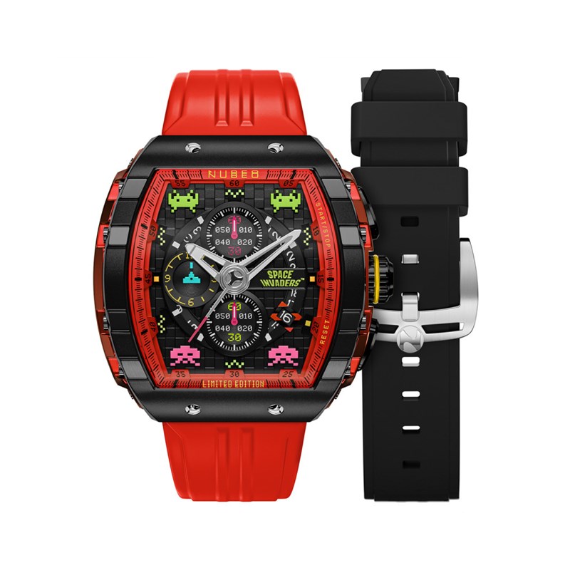 MAGELLAN CHRONOGRAPH SPACE INVADERS LIMITED EDITION - Montre homme - Mouvement japonais quartz chronograph - Bracelet rouge - vue 2