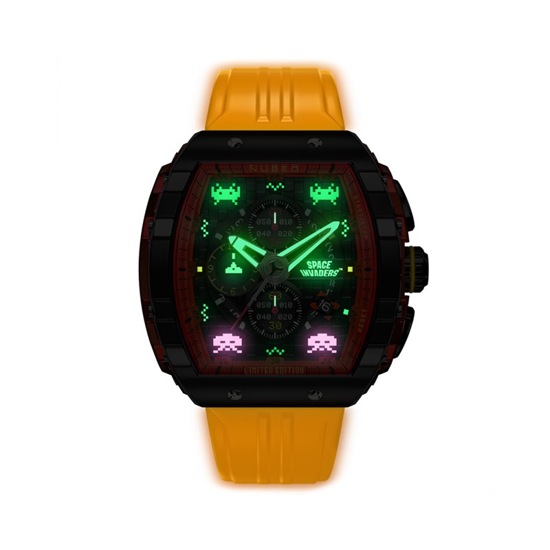 MAGELLAN CHRONOGRAPH SPACE INVADERS LIMITED EDITION - Montre homme - Mouvement japonais quartz chronograph - Bracelet rouge - vue 3