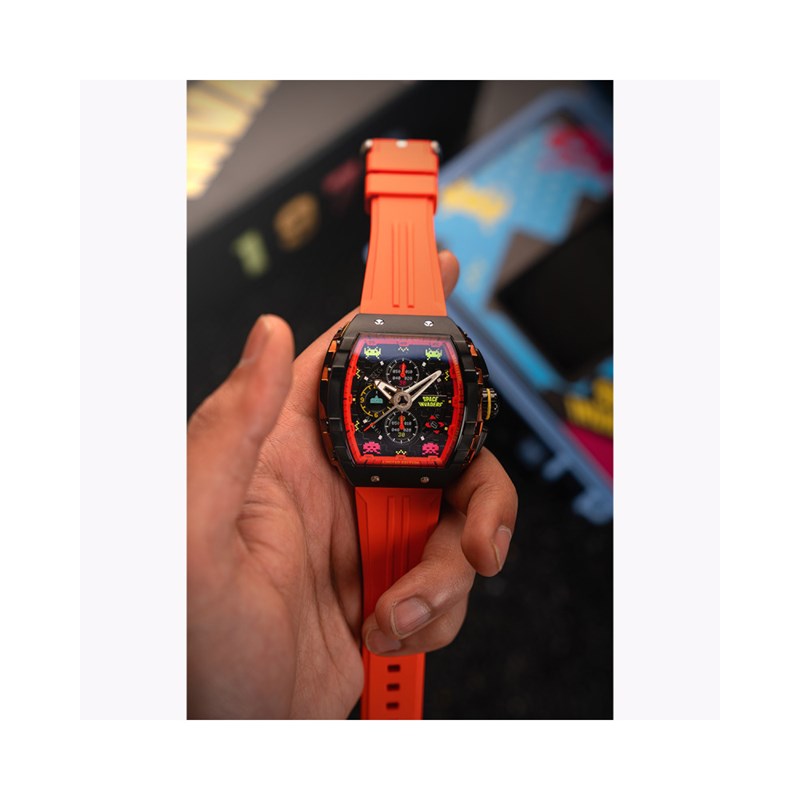 MAGELLAN CHRONOGRAPH SPACE INVADERS LIMITED EDITION - Montre homme - Mouvement japonais quartz chronograph - Bracelet rouge - vue 4