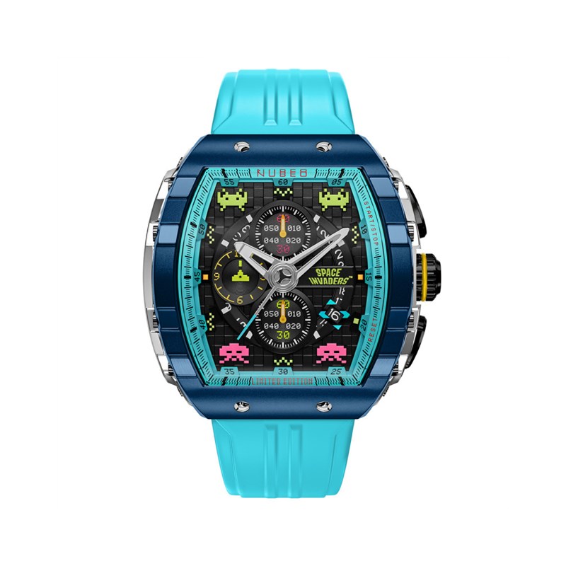 MAGELLAN CHRONOGRAPH SPACE INVADERS LIMITED EDITION - Montre homme - Mouvement japonais quartz chronograph - Bracelet bleu