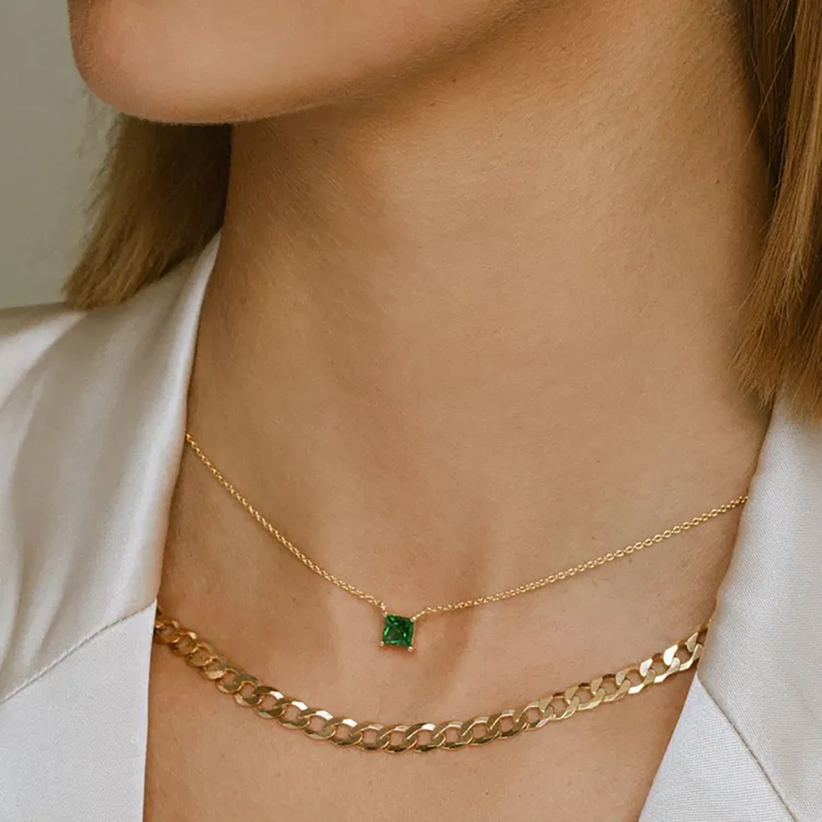 Collier Sif Jakobs Ellera Quadrato doré oxyde vert - vue 2