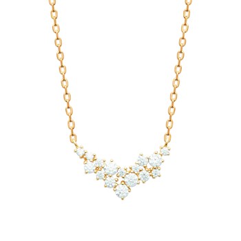Collier Brillaxis plaqué or motif V en oxydes